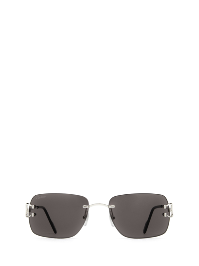 Shop Cartier Ct0330s Silver Sunglasses
