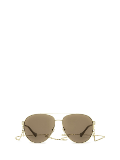 Shop Gucci Gg1088s Gold Sunglasses