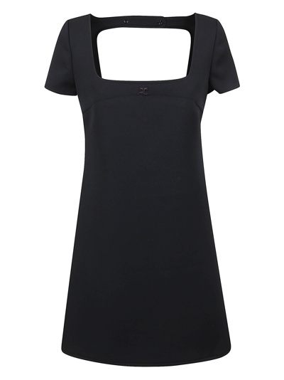 Shop Courrèges Workwear Sl Dress In Black