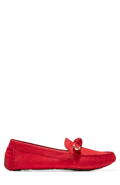 Shop Cole Haan Evelyn Bow Leather Driver In True Red