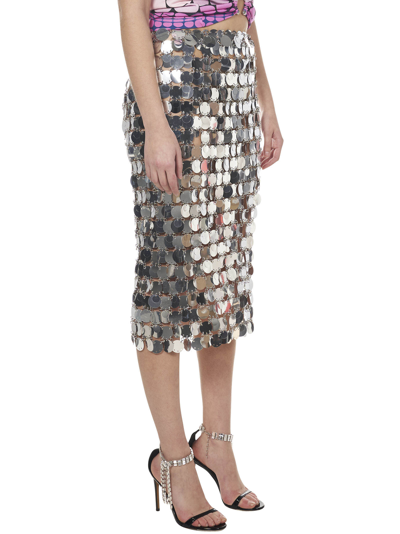 Shop Rabanne Paco  Midi Skirt In Silver