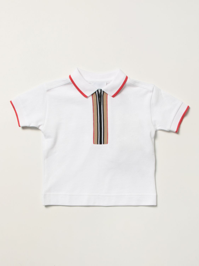 Shop Burberry Cotton Polo T-shirt In White