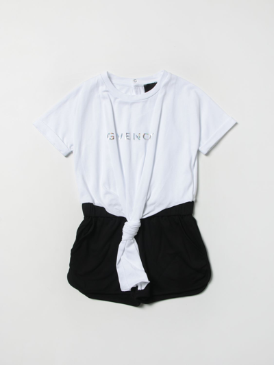 Shop Givenchy Bicolor Cotton Jumpsuit With Logo In Multicolor