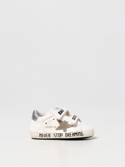 Shop Golden Goose Baby School Sneakers In Leather In White