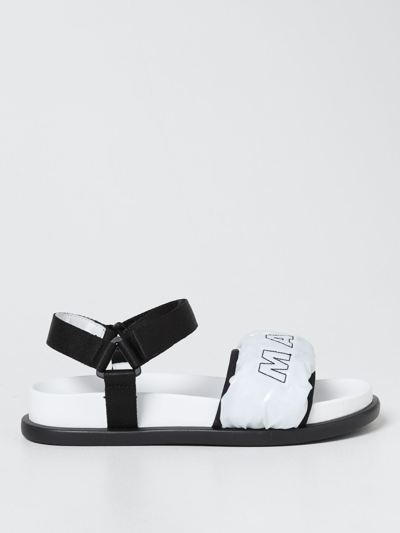Shop Marni Fabric Flat Sandals In Black