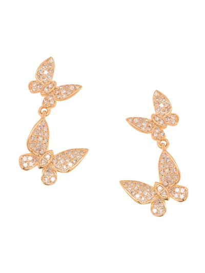 Shop Diana M Jewels Women's 14k Rose Gold Butterfly & 0.35 Tcw Diamond Drop Earrings