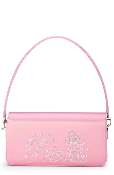 Shop Mach & Mach Princess Satin Shoulder Bag In Pink