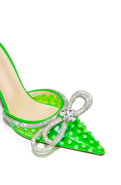 Shop Mach & Mach Crystal Double Bow Pvc Pointed Toe Pump In Fluo Green