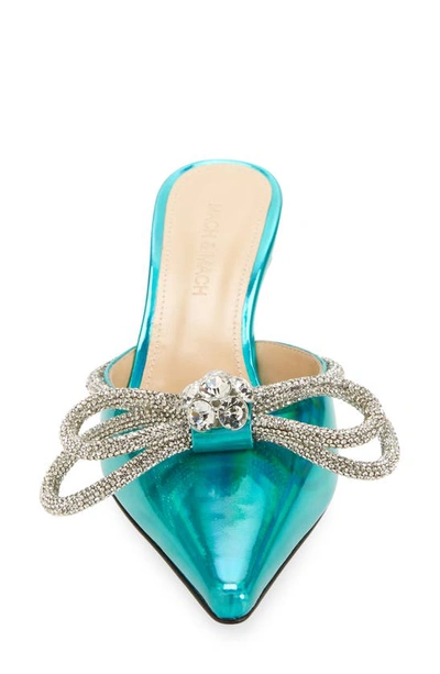Shop Mach & Mach Double Crystal Bow Mule In Turquoise