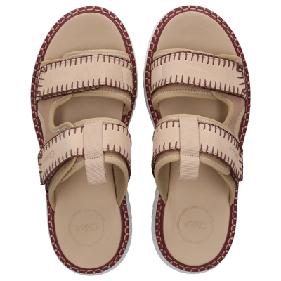 Shop Chloé Sandals Lilli Suede In Beige