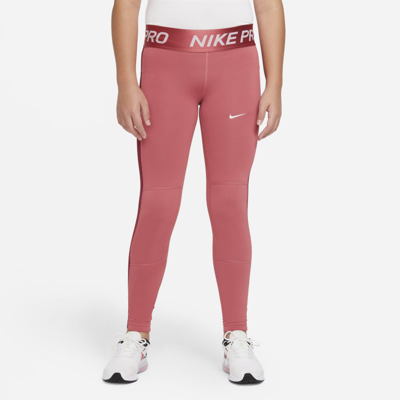 Shop Nike Pro Warm Dri-fit Big Kids' (girls') Leggings In Pink