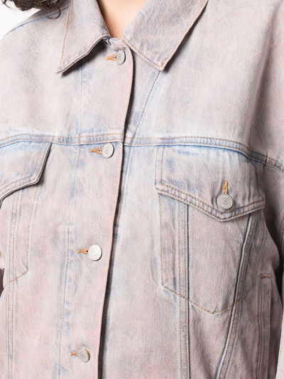 Shop Acne Studios Morris Cropped Denim Jacket In Blau