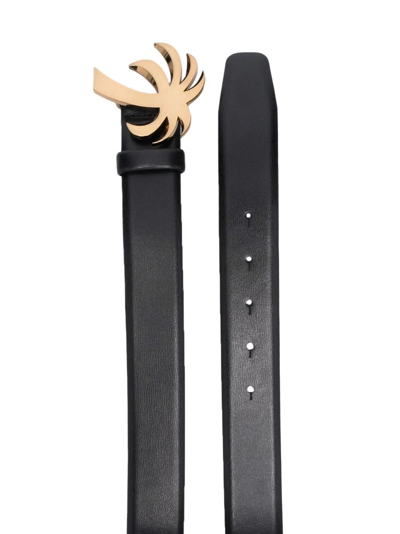 Shop Palm Angels Palm Tree Buckle Leather Belt In Black