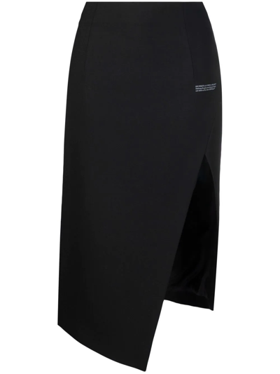 Shop Off-white Corporate High-waist Midi Skirt In Black