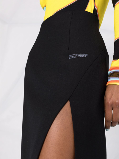Shop Off-white Corporate High-waist Midi Skirt In Black
