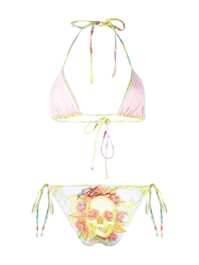 Shop Philipp Plein Baroque-print Bikini In Yellow