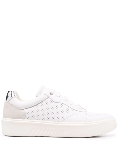 Geox Nhenbus Leather Trainers In White