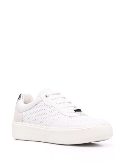 Geox Nhenbus Leather Trainers In White