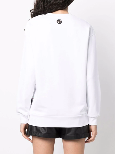 Shop Philipp Plein Logo-print Crew Neck Sweatshirt In Weiss