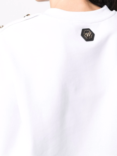 Shop Philipp Plein Logo-print Crew Neck Sweatshirt In Weiss