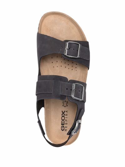 Shop Geox Ghita Leather Sandals In Schwarz