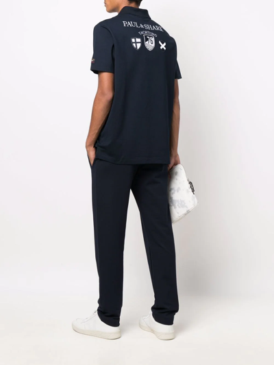 Paul & Shark Logo-print Short-sleeved Polo Shirt In Blau
