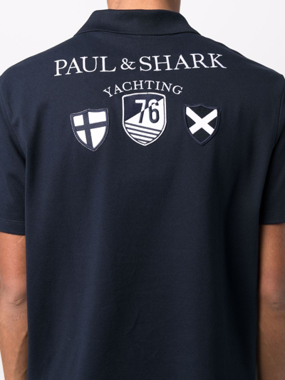 Paul & Shark Logo-print Short-sleeved Polo Shirt In Blau