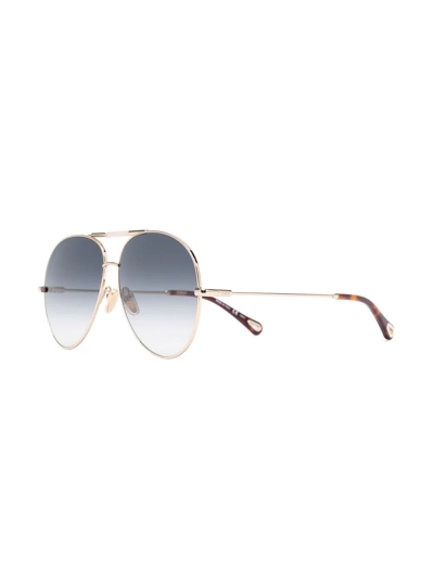 Shop Chloé Pilot-frame Sunglasses In Gold