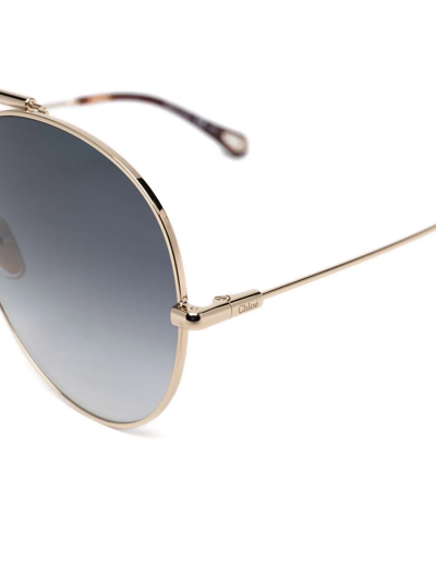 Shop Chloé Pilot-frame Sunglasses In Gold