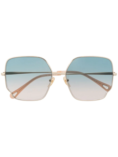 Shop Chloé Oversized Square-frame Sunglasses In Gold