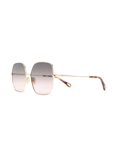 Shop Chloé Oversized-frame Sunglasses In Gold