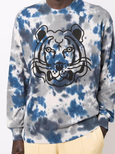 Shop Kenzo Tiger Head Crew-neck Sweatshirt In Grau