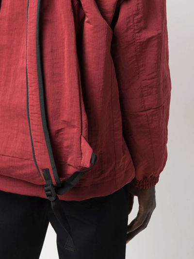 Shop Z Zegna Zipped-up Hooded Jacket In Red