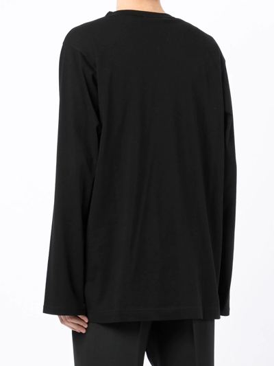 Shop Yohji Yamamoto Long-sleeve Cotton T-shirt In Schwarz