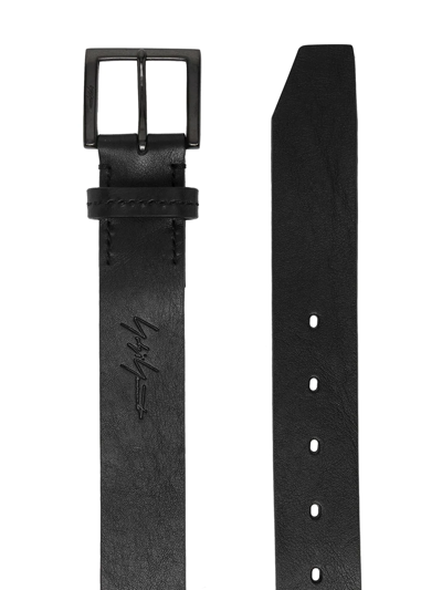 Shop Yohji Yamamoto Logo-embossed Leather Belt In Schwarz