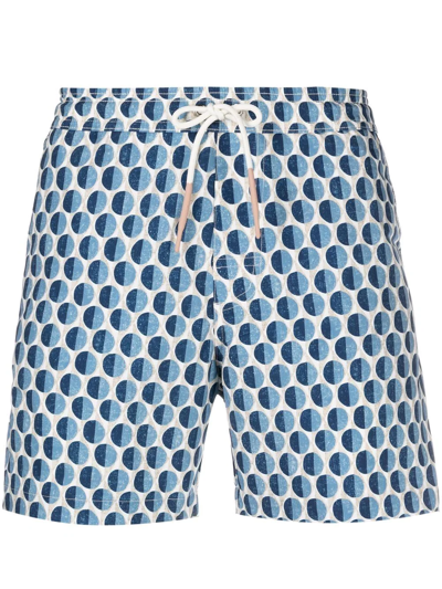Shop Eleventy Polka Dot-print Swim Shorts In Blau
