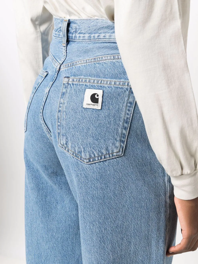 Shop Carhartt Logo-patch Straight-leg Jeans In Blau