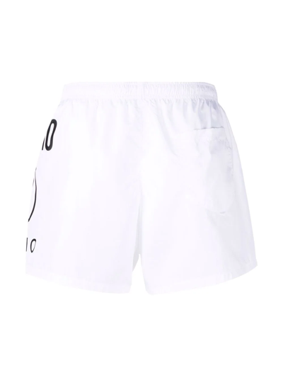 Shop Moschino Logo-print Swim Shorts In Weiss