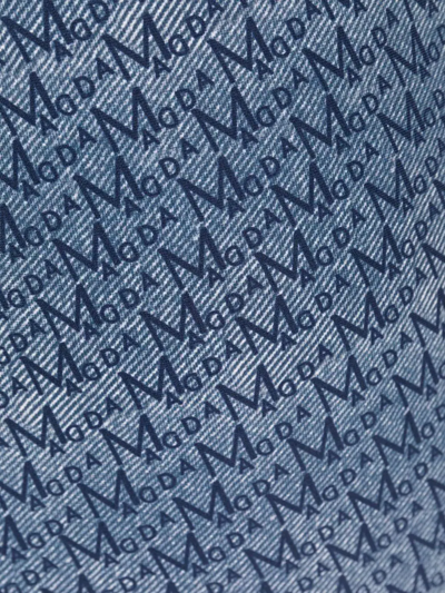 Shop Magda Butrym Monogram-print One-shoulder Swimsuit In Blue