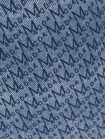 Magda Butrym Monogram-print One-shoulder Swimsuit In Blue