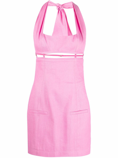 Shop Jacquemus Limao Halterneck Cut-out Mini Dress In Rosa