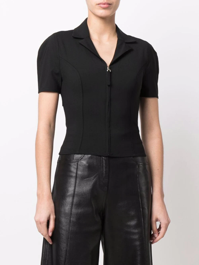 Shop Jacquemus Tangelo Zip-up Open-back Shirt In Schwarz