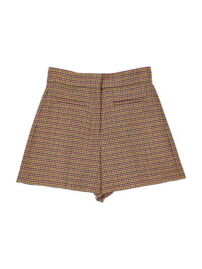 Shop Sandro Prince Houndstooth Shorts In Red Green