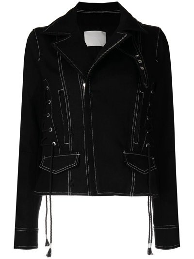 Shop Dion Lee Corset-laced Biker Jacket In Black