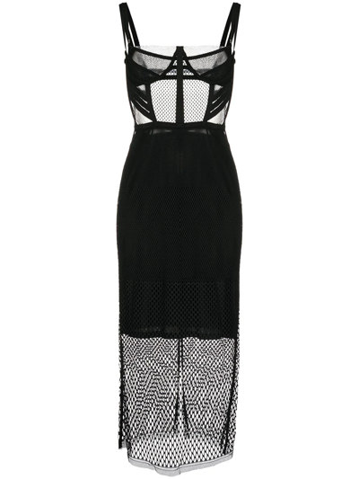 Shop Dion Lee Net-layered Midi Dress In Black