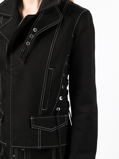 Shop Dion Lee Corset-laced Biker Jacket In Black