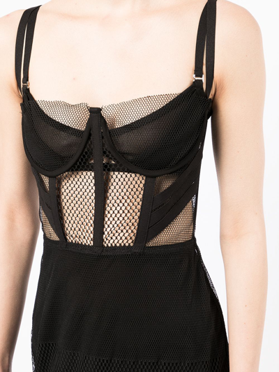 Shop Dion Lee Net-layered Midi Dress In Black
