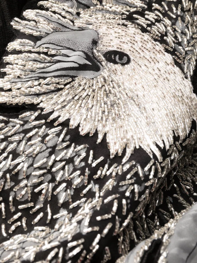 Philipp Plein Beaded Eagle Bath Robe In Black