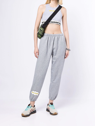 Natasha Zinko Happy Tuesday Distressed Cotton-blend Sweatpants In Grey