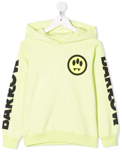 Shop Barrow Logo-print Cotton Hoodie In Green